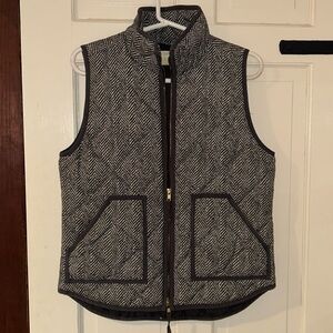 J Crew Gray Herringbone Puffer Vest